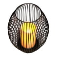 thumbnail image 3 of Portavelas de hierro negro estilo artístico con vela LED para sala de estar, interior, exterior, bodas, cafeterías y bares. Adorno decorativo. L, 3 of 9