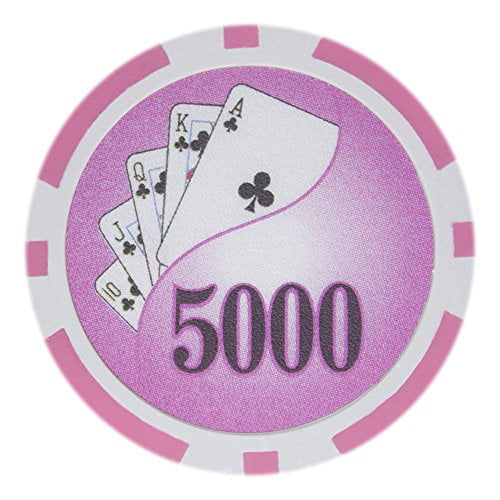 Lot of 25 Purple 500 Yin Yang 13.5g Clay Poker Chip Heart Royal Flush Design