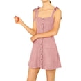 thumbnail image 6 of MODA NOVA Junior's Strap Button Down Faux Suede a-Line Mini Overall Dress, 6 of 6