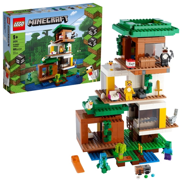 LEGO Minecraft The Modern Treehouse 21174 Giant Treehouse Building Kit Playset; Fun Toy for Minecraft-Gaming Kids; New 2021 (909 Pieces) LEGO -