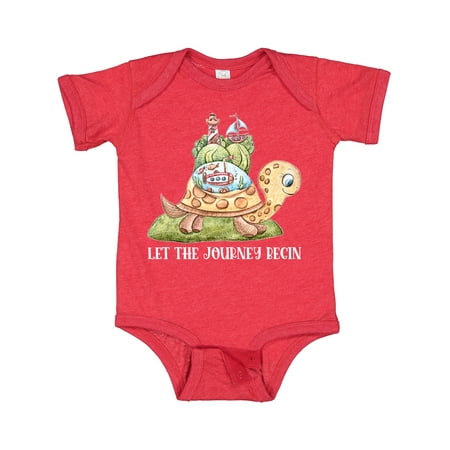 

Inktastic Let the Journey Begin Cute Watercolor Turtle Ocean Scene Gift Baby Boy or Baby Girl Bodysuit