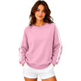 thumbnail image 4 of MSJUHEG Pullover Sweatshirts For Women, Oversized Striped Crewneck Drop Shoulder Top, Loose Fit Casual Sweatshirt for Everyday Fall Outfits A1 Pink XL, 4 of 6