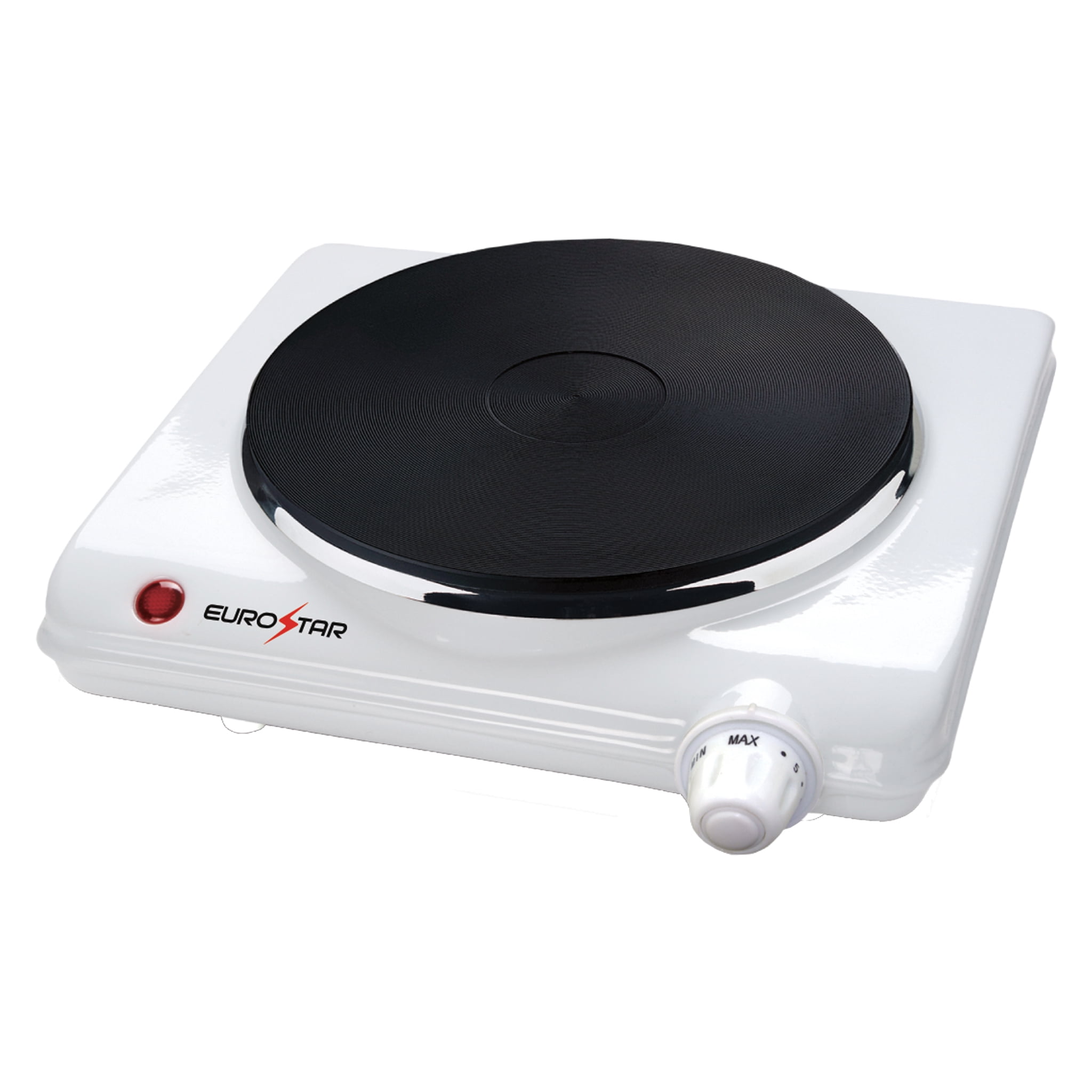 EUROSTAR ES131W 1000W Single Burner with Cast-Iron Flat Plate, White