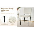 thumbnail image 5 of Modern Beige simple dining chair Fabric Upholstered Chairs home bedroom stool back dressing chair black metal legs(set of 2), 5 of 17