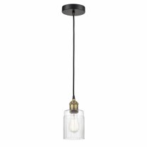 Innovations Lighting Hadley - 1 Light 5" Cord Hung Mini Pendant Clear/Black Antique Brass