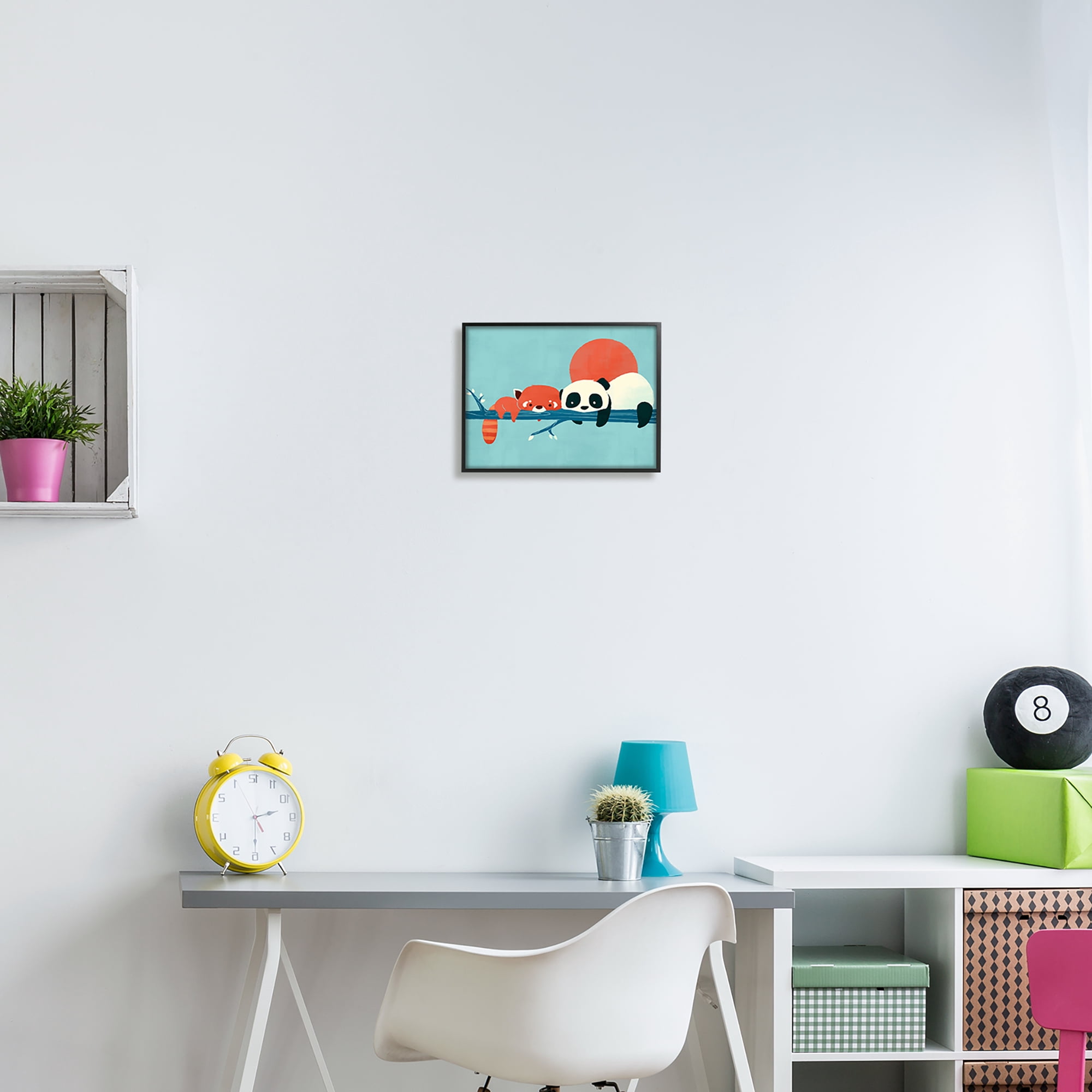 Stupell Industries Pandas on Branch Animals & Insects Painting Black Framed Art Print Wall Art, 14 x 11