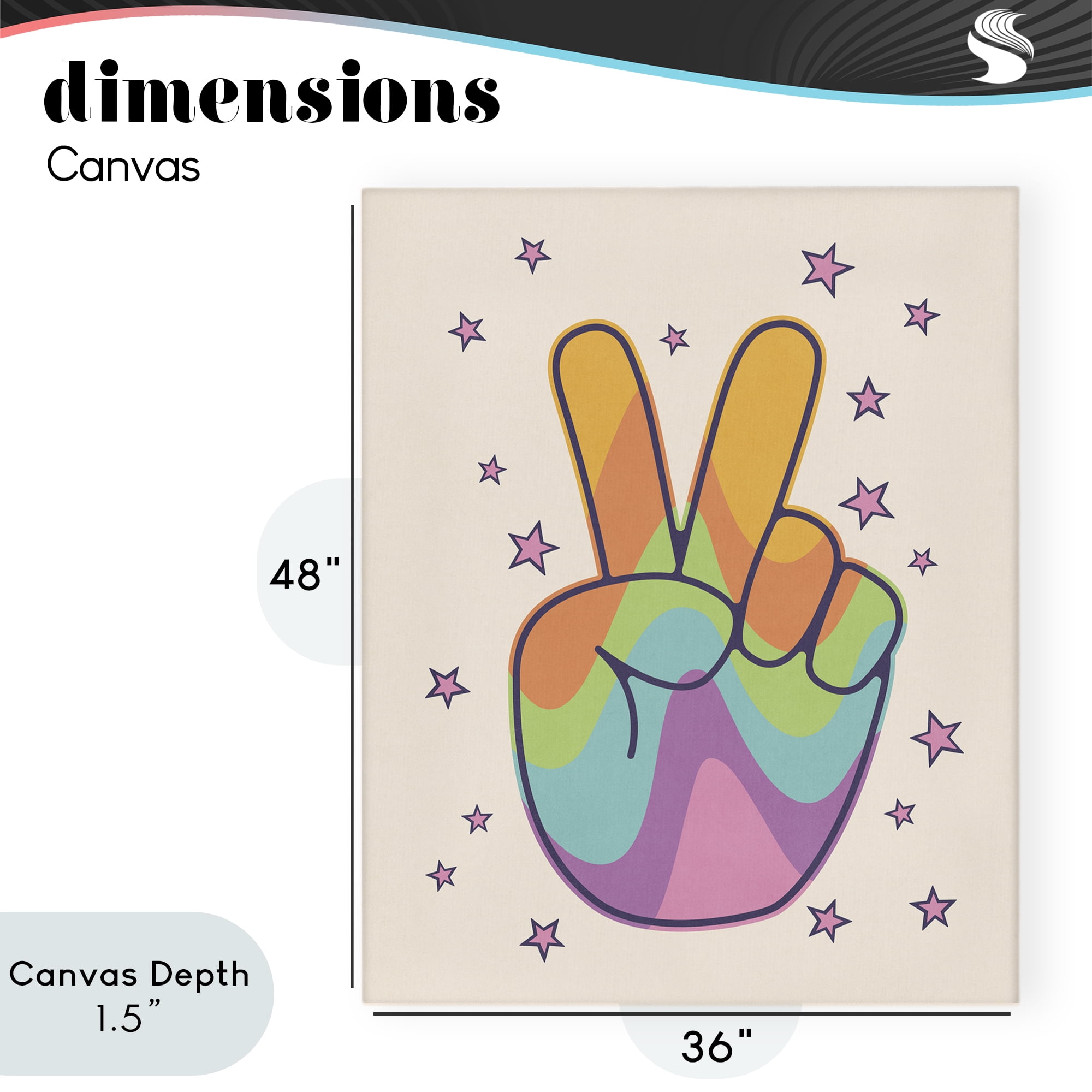 Stupell Industries Peace Sign Retro Rainbow Canvas Wall Art, design by LSR Design Studio