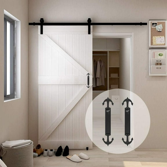CCJH Sliding Barn Door Pull Handles Gate Handles Frosted Black Steel Anchor Shape 1 PC