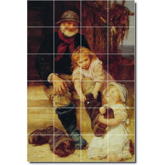 Ceramic Tile Mural-Frederick Morgan Country Painting 140. 17" w x 25.5" h using (24) 4.25 x 4.25 ceramic tiles