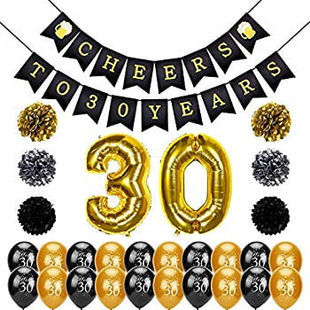 30th Birthday Decoration Cheers To 30 Birthday Banner Number 30