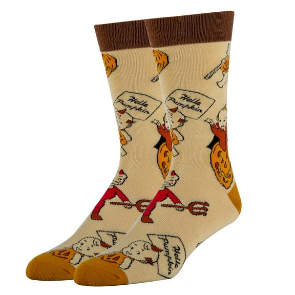 OoohYeah Men's Funny Crew Socks, Crazy Colorful Novelty Dress Socks, Hello Pumpkin