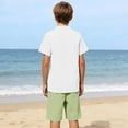thumbnail image 6 of oelaio Boy's 2 Pieces Clothes Set Cotton Linen Summer Beach Outfits Short Sleeve Henley Shirts and Shorts Vacation Sets for Kids Green 9 Years, 6 of 6