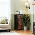 thumbnail image 2 of Dresser for Bedroom with 4 Storage Drawers Smokey Hardwood Dressers Chest of Drawers Steel Framed Fabric Closet Organizers for Living Room Hallway Entryway Closet Dorm, 2 of 7