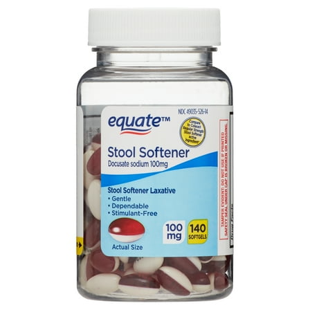 Equate Stool Softener Laxative Softgels for Constipation, 100 mg, 140 Count, Compare to Colace® Regular Strength Stool Softener Active Ingredient