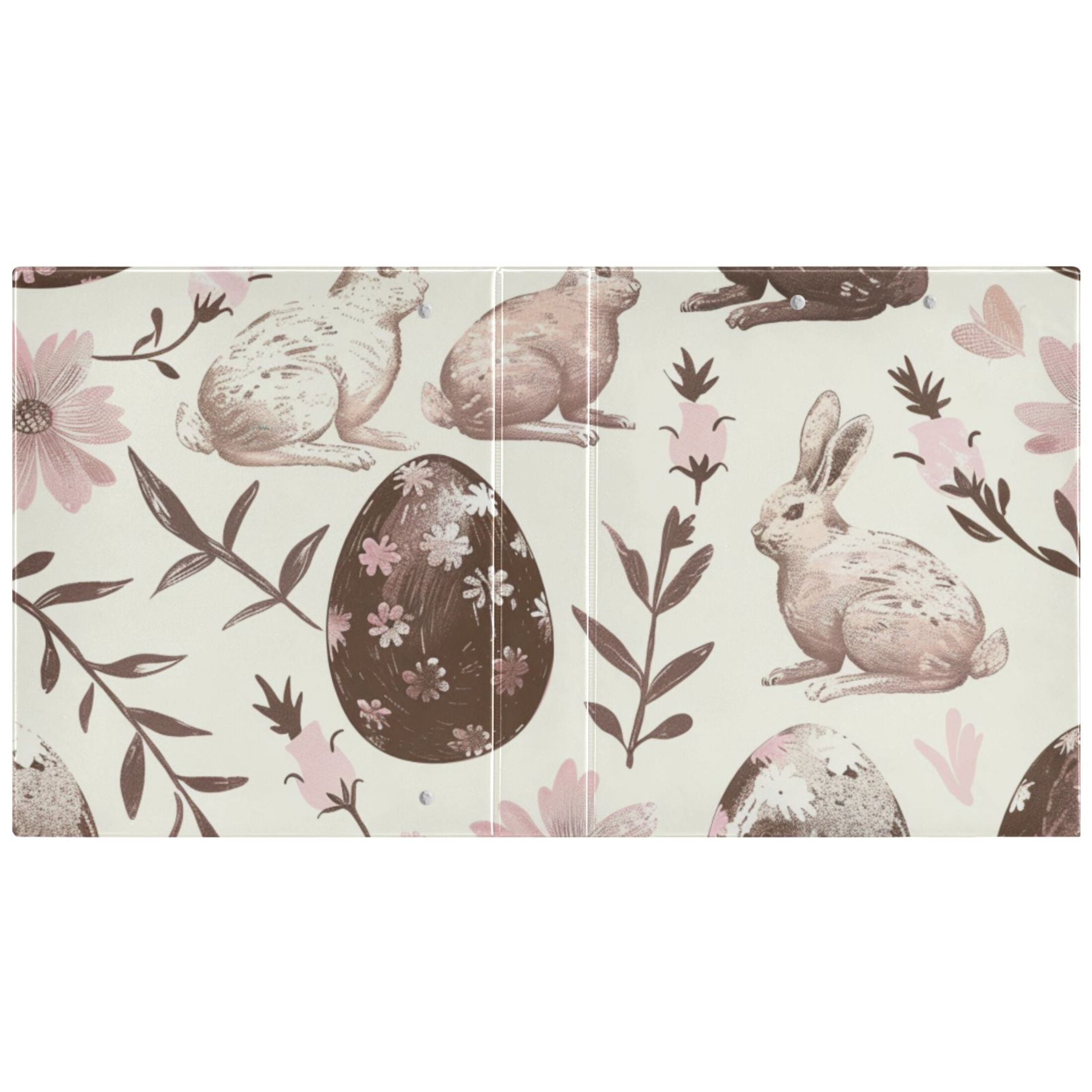 Chocolate Easter Eggs Rabbits 3 Ring Binders 1.5 inch Hardcover File Folders with Interior Pockets A4 Size Organizer for School Office Hospital