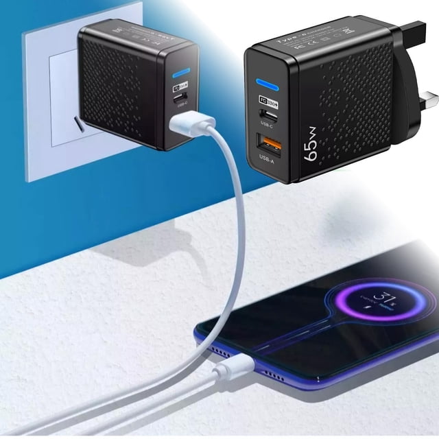 LED USB PD Type-C Charger, High-Speed Charging, Compact Design with Foldable Plug, Built-in Safety Protection