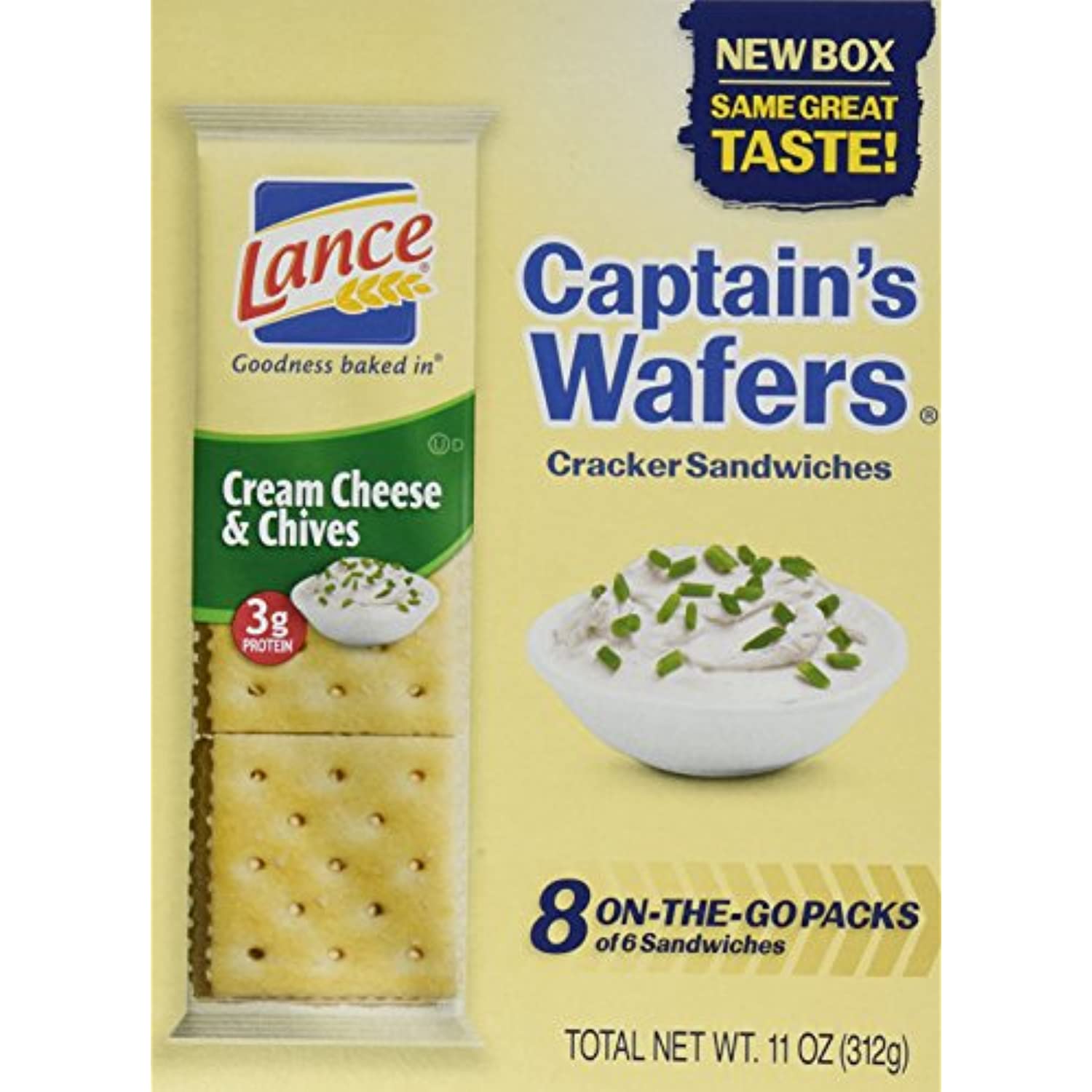 Lance Captains Wafers Crackers Cream Cheese & Chives 3 Boxes Of 8