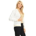 thumbnail image 4 of Womens Long Sleeve Front Zip Track Stripe Sequin Bomber Jacket, White, X-Large, 4 of 5