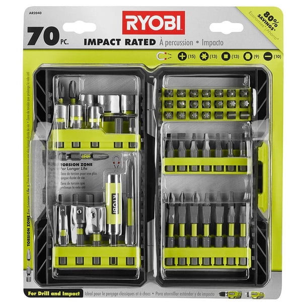 Ryobi reacondicionado, AR2040, kit de conducción con clasificación de impacto, 70 piezas (renovado)