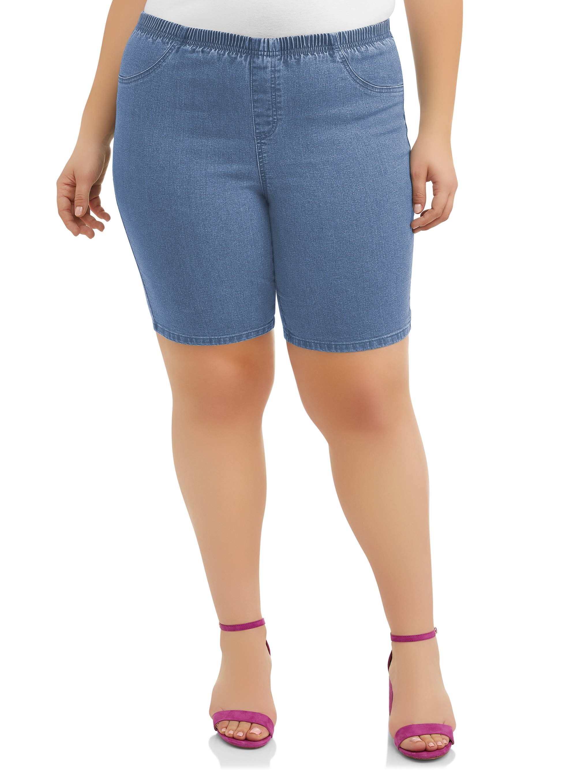 Just My Size Women s Plus Elastic Waist Stretch Bermuda Shorts Just My Size Women s Plus Elastic Waist Stretch Bermuda Shorts