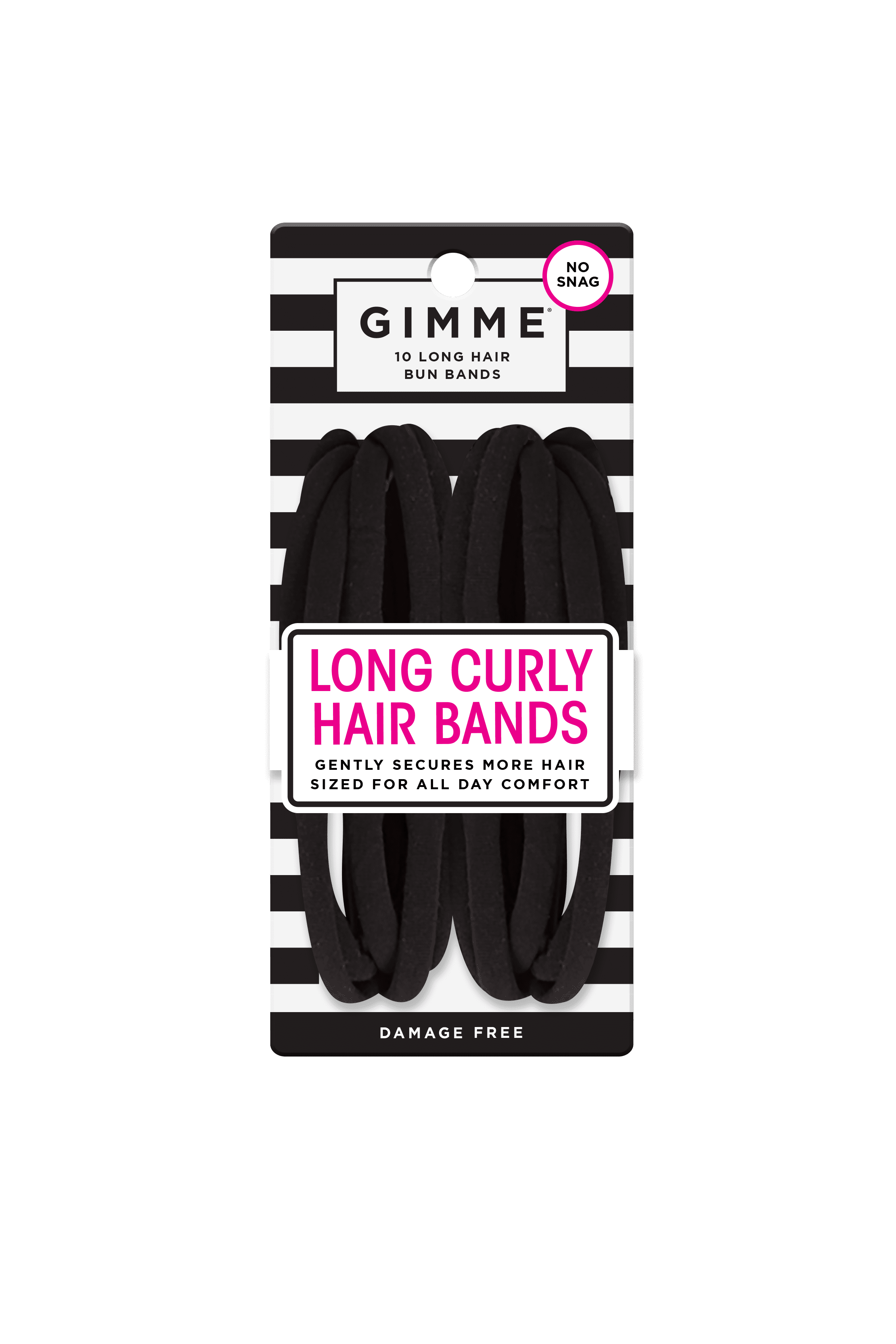 (2 pack) Gimme Seamless Hair Ties for Long & Curly Hair, Microfiber, Black, 10 Count