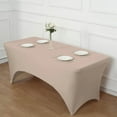 thumbnail image 3 of Balsa Circle 8 Feet Rectangular Spandex Fitted Party Wedding Tablecloth Nude, 3 of 8