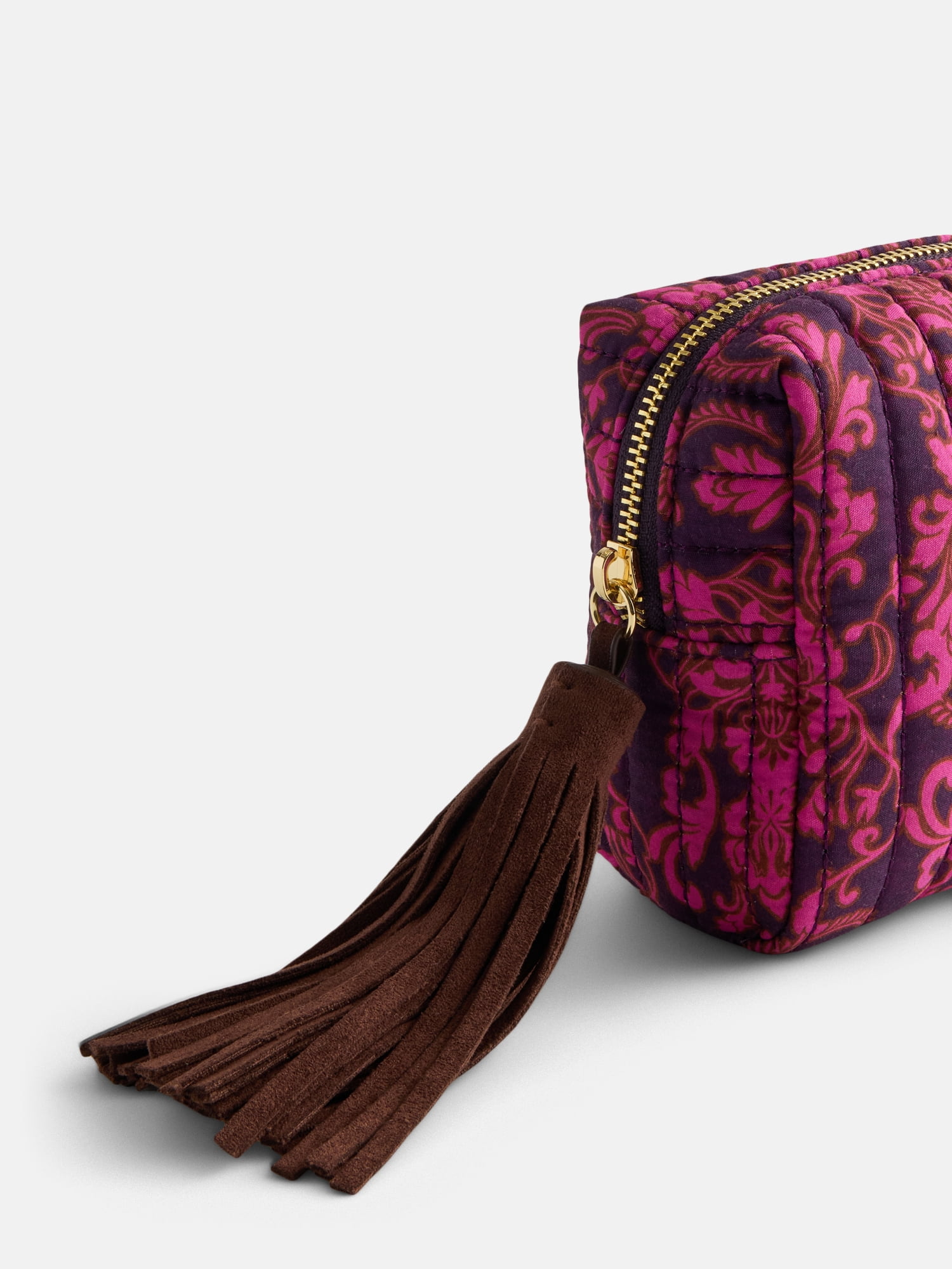 Scenario Women's Zip Pouch with Fringe Tassel, Red Plum