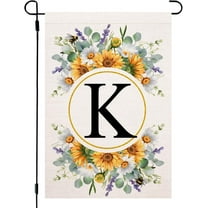 Monogram Letter Garden Flag Double Sided 12x18 Inch Spring Summer Initial Yard Flag, Floral Family Last Name Outdoor Decoration, Adds Personalized Charm to Your Yard