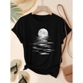 thumbnail image 1 of Camiseta Casual de Manga Corta con Estampado de Luna Ascendente, Cuello Redondo, Estilo Verano, Tallas S-XXL para Mujer, 1 of 6
