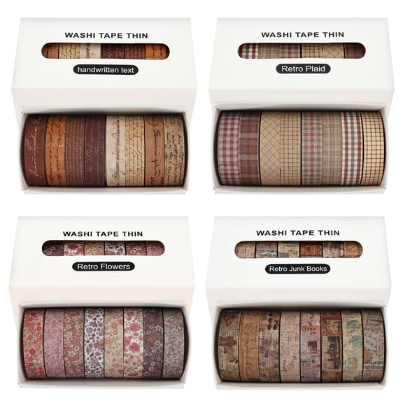 NUAHRHY 32 Rolls Flowers Arts Tapes Charming Vintage Tape Set Decorative Vintage Lattice Masking Tapes for Journals Scrapbooking DIY Crafts Planners Present Wrapping