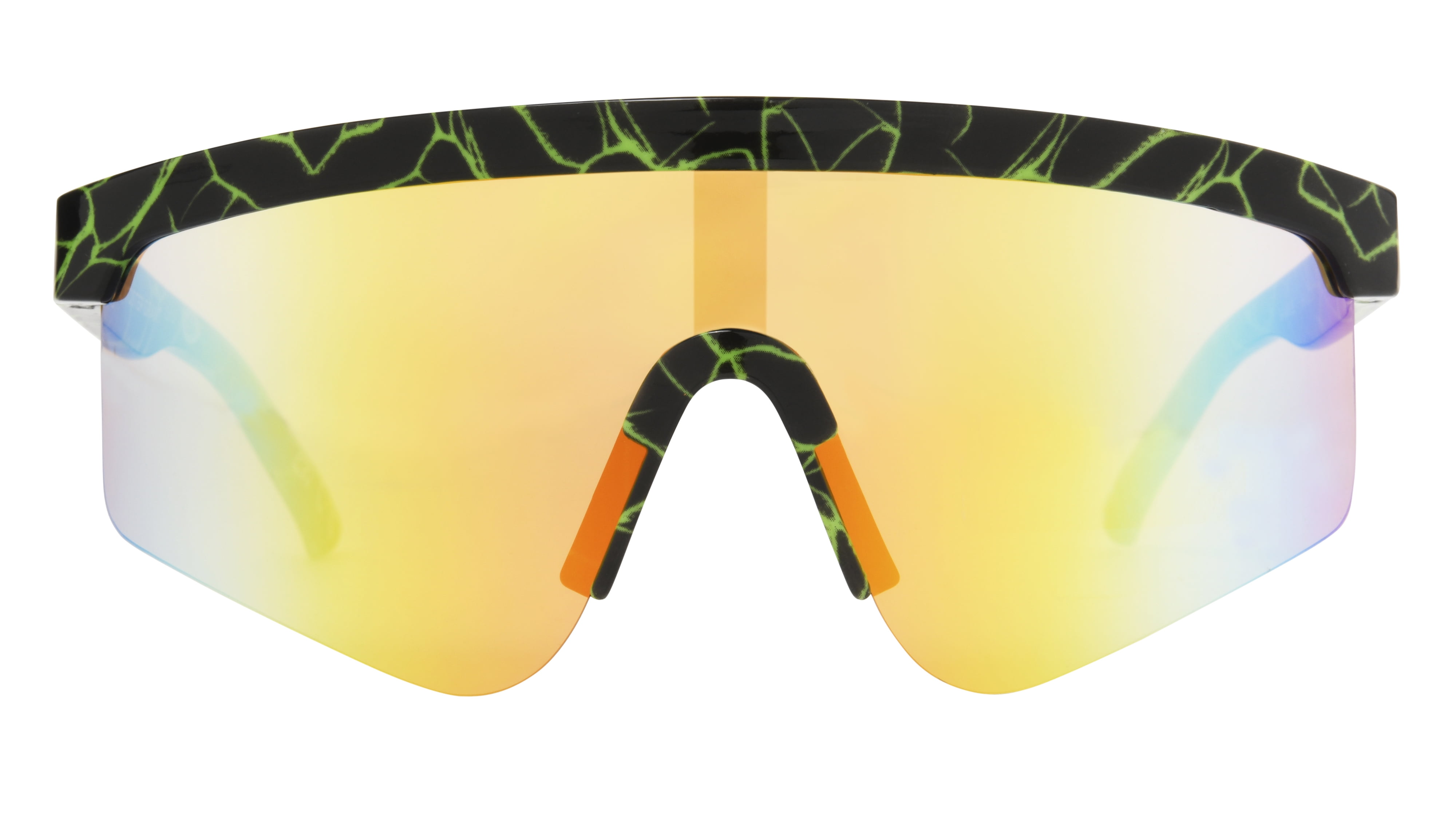 レインボー Foster Grant Men's Bold Zebra Print Shield Sunglasses, Pink Lenses