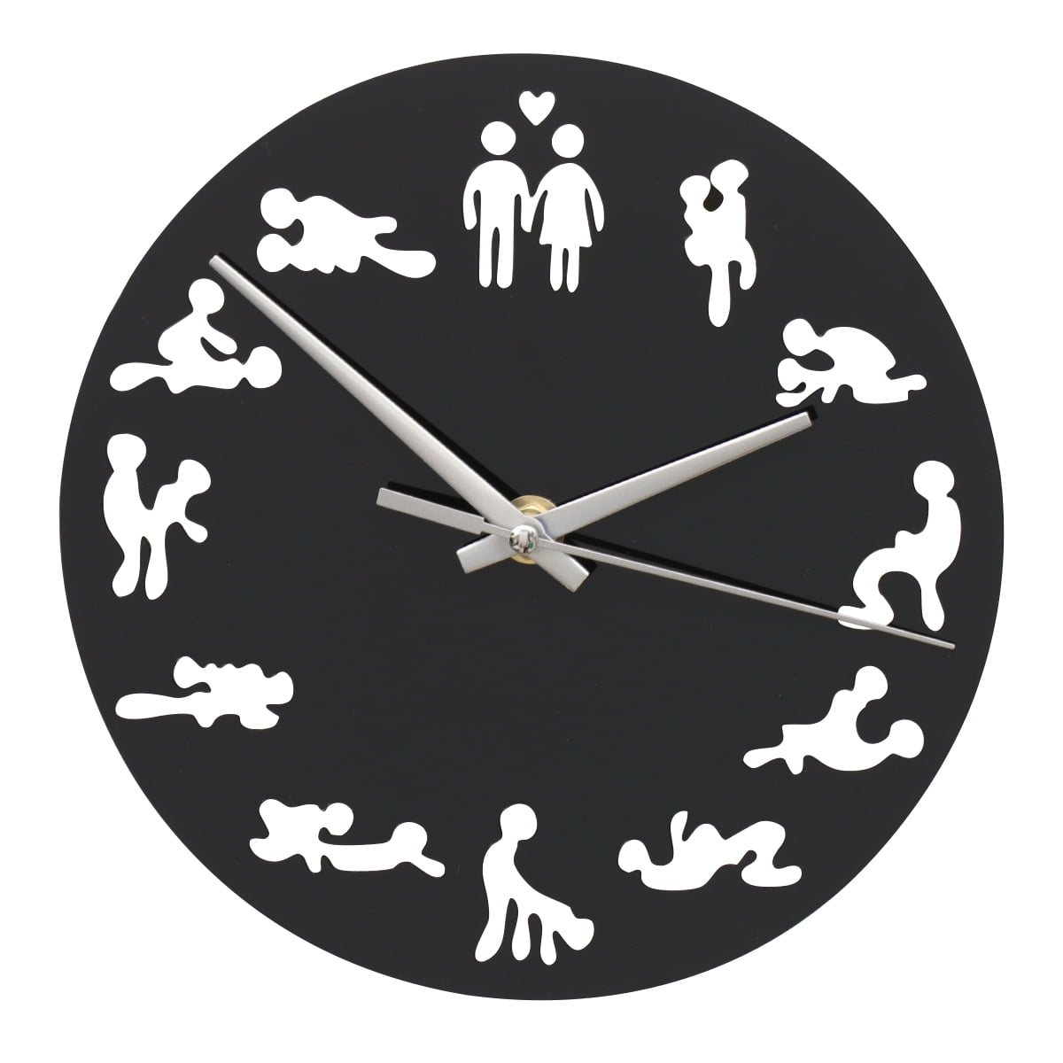 1PC Sexual Fun Sex Posture Wall Clock Creative Fashion Hanging Clock Without Battery for Home Room Office (Black) pic