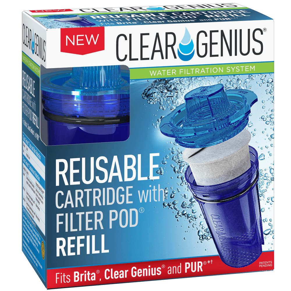 Clear Genius® Water Filtration System, One Reusable Cartridge with One