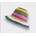 thumbnail image 6 of SikaFu Rainbow Straw Hat Women's Summer Outage Sunscreen Beach Fisherman's Hat Straw Weaving Stripe Covering Basin Hat, 6 of 9