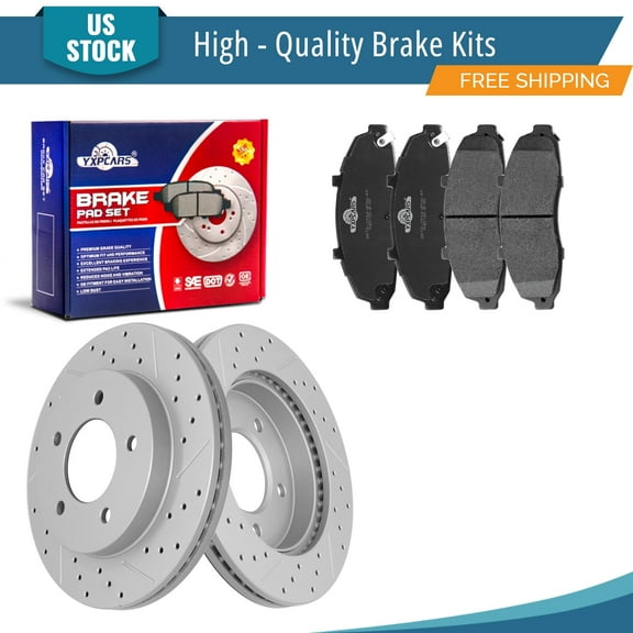 YXPCARS 6PCS Front Brake Kits, Drilled & Slotted Brake Rotors   Ceramic Brake Pads Kit for 1997-2003 Ford F-150 (54042 679)