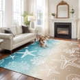 thumbnail image 2 of Teal Ombre Coastal Area Rugs 5'x7', Small Throw Rugs for Laundry Room Playroom, Sea Nautical Summer Beach Starfish Coral Indoor Outdoor Rug Non-Slip Low Pile Carpet Runner Reversible Floor Mats, 2 of 8