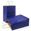 AZOWA Gift Bags Navy Blue Kraft Paper Bags with Handles (5.9 x 3.1 x 8.2 in, Navy, 25 CT)