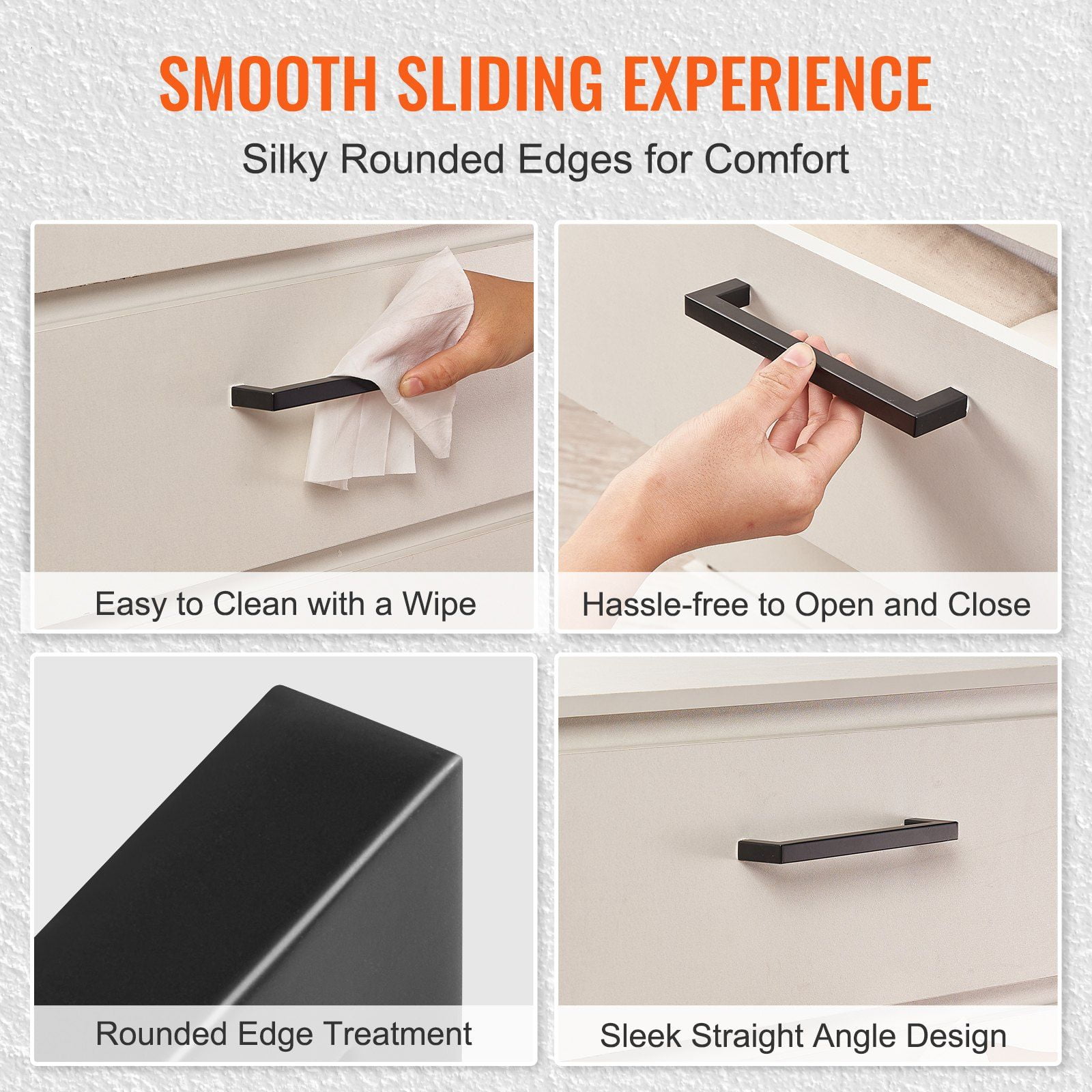 10 Pack Matte Black Cabinet Pulls - 3 Inch (76mm) Center to Center, Slim Square Kitchen Cabinet Handles, Stainless Steel Drawer Pulls for Bathroom & Cupboard Hardware