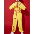 thumbnail image 3 of Kaerm Kids Boys Girls Kung Fu Suit Unisex Children Dragon Embroidery Tai Chi Outfit Chinese Martial Yellow 120, 3 of 8