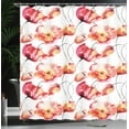 thumbnail image 4 of Ambesonne Spring Shower Curtain, Poppy Tulip Flora, 69"Wx75"L, Red White Orange, 4 of 5