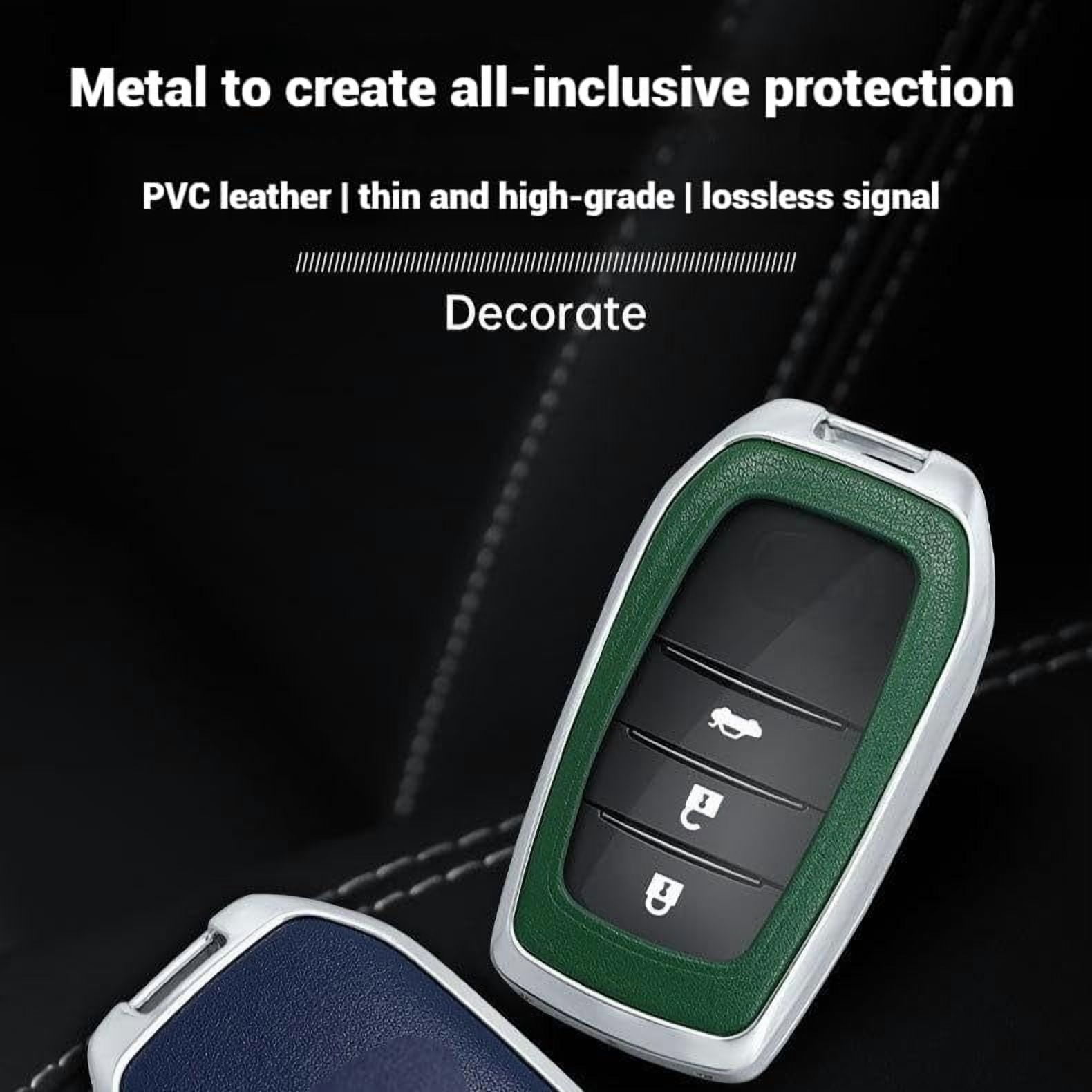 for Toyota Key Fob Cover, Leather+Zinc Alloy Key Fob Case for 2025 Camry, 2021-2025 Venza, Grand Highlander Hilux, Fortuner, 2022-2025 Tundra Tacoma Remote Key