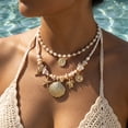 thumbnail image 3 of NICKSUN Boho Beach Seashell Imitation Pearl Layered Necklaces Collection, Multi-Style Ocean Starfish Seahorse Charm Beaded Chokers, Summer Tropical Vacation Dopamine Statement Jewelry, 3 of 8