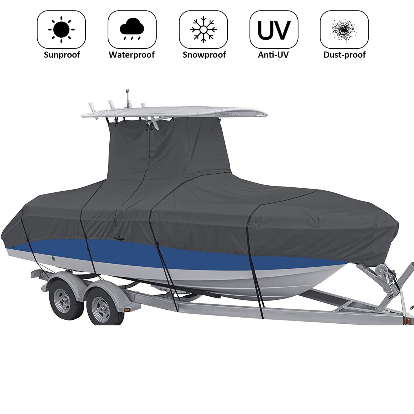 US Blue 21'-24' Foot Waterproof  Four Seasons Boat Cover 102" Wide Protector 