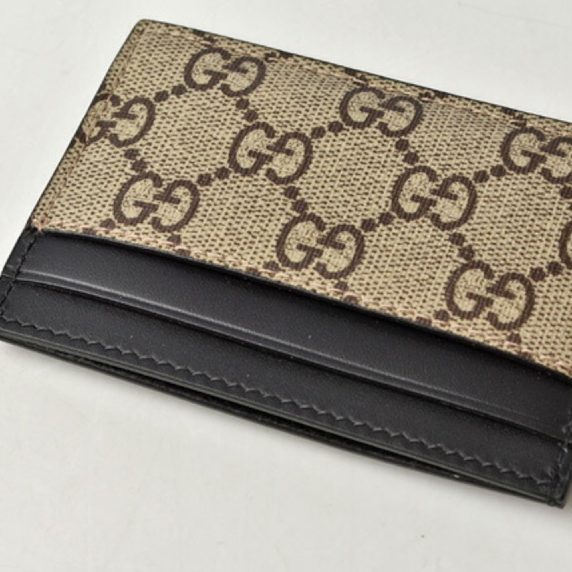Gucci Business Card Holder Guccisima 251727 Black Leather Case Men's  Women's GUCCI