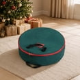 thumbnail image 4 of Christmas Wreath Storage Bag, 60cm Round Holiday Wreath Container with Reinforced Handles, PVC Material Christmas Decoration Storage Bag -Green, 4 of 7