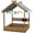 Brown, variant on Sandbox with Canopy, Kids Sand Box with Adjustable Height Roof and Toys Boxes, Outdoor Playset for Backyard Lawn, 42.25"L x 42.25"W, Gift for Ages 3-7