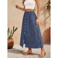 thumbnail image 6 of Women'S Slit Split Long Skirts High Waisted Summer Maxi Skirts Blue XXL, 6 of 9