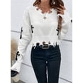 thumbnail image 2 of 2026 Womens Long Sleeve Sweater Casual Trendy Spring Top Fashion White 2XL, 2 of 5