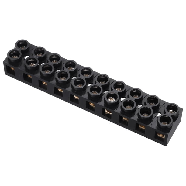 Bloque de terminal de doble fila Uxcell, 10 posiciones 500V 60A, tira de terminales de tornillo, bloque de barrera de cable para electrodomésticos, circuitos electrónicos, negro