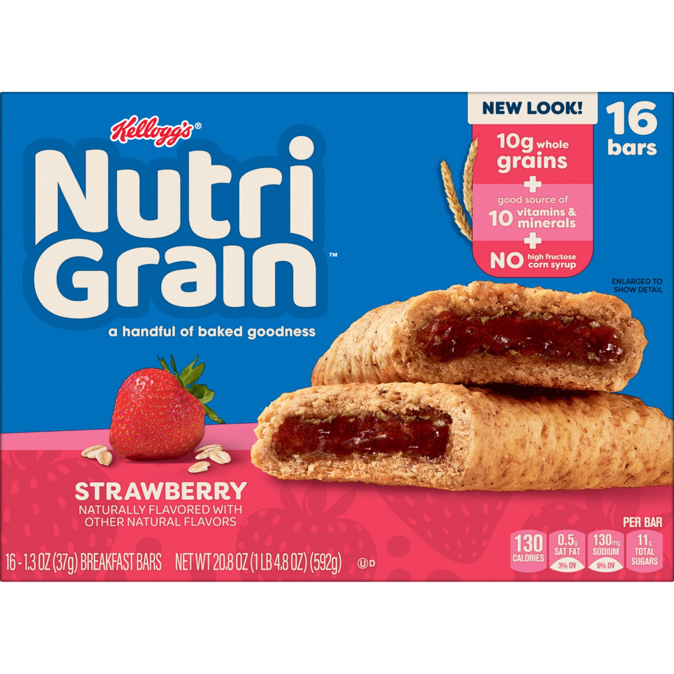 Kellogg's Nutri-Grain Strawberry Chewy Soft Baked Breakfast Bars, Kids Snacks, 20.8 oz, 16 Count pack of 2